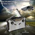 AM/FM Portable Solar Radio with Crank Dynamo Emergency Radio 4000 mAh Rechargeable Battery LED SOS Alarm for Camping.
