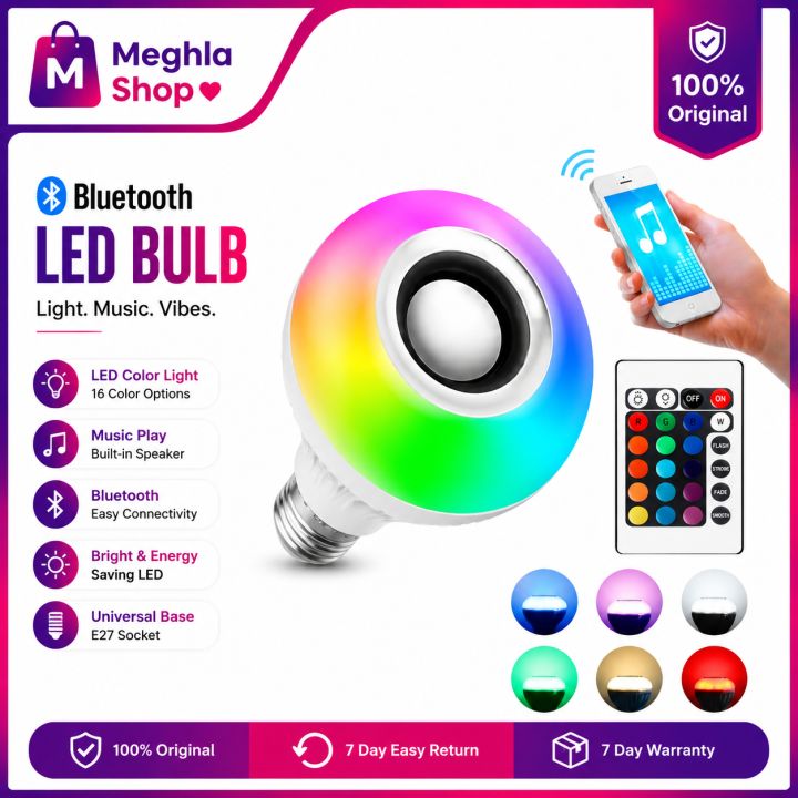 Smart Led Remote Control Bluetooth Speaker Music Bulb - AC 220V, RGB remote control Bluetooth music bulb lamp, Led Music Bulb With Bluetooth Speaker - Pin System