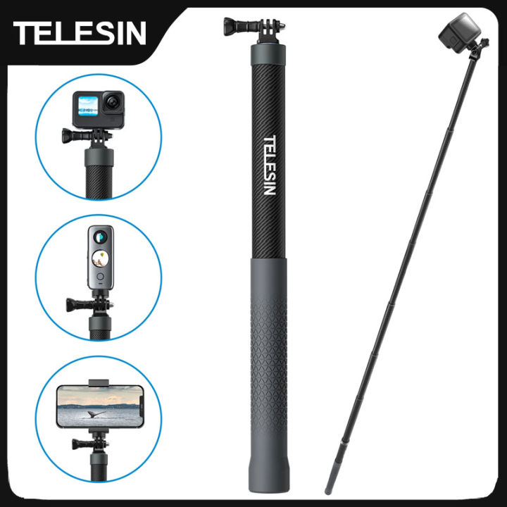 TELESIN%201.2M%203M%20Carbon%20Fiber%20Selfie%20Stick%20Monopod%20Extendable%20With%201/4%20Screw%20For%20GoPro%20Insta360%20Osmo%20Action%20DJI%20Action%20Camera%20-%20Image%202