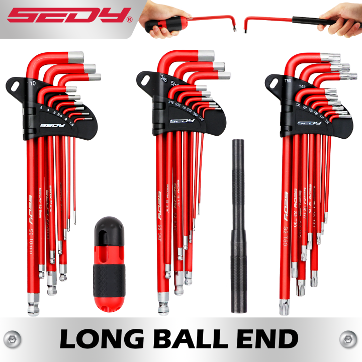 SEDY 30pcs Long Arm Ball End L-Hex & Torx Key Set with Grip Handle Hex ...