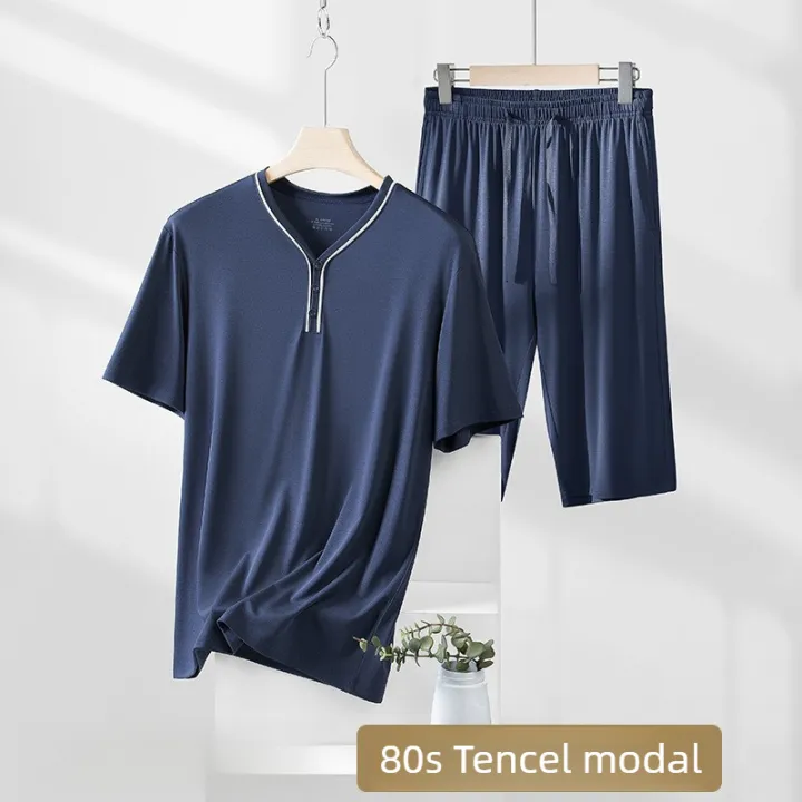 Men's%20Ultra%20Fine%20Modal%20Pajamas%20Set%20Short%20Sleeves%20Comfortable%20Spring%20Summer%20Luxury%20Sleepwear%20Loungewear%20for%20Men%20-%20Image%202