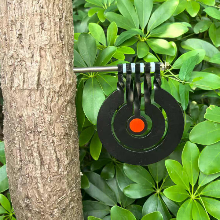 Three Ringed Target The three-ring tree-inserted rotating target made of 7-millimeter-thick ...