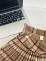 Plaid Pleated Mini Skirt Thick Wool Short Skirt High Waist Box-pleat Miniskirt for Women Teen-girl Preppy Style Outfit.