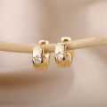 Zircon Star Hoop Earrings for Women Stainless Steel Gold Color Round Huggie Earrings 2023 Trend Wedding Jewelry pendientes mujer. 