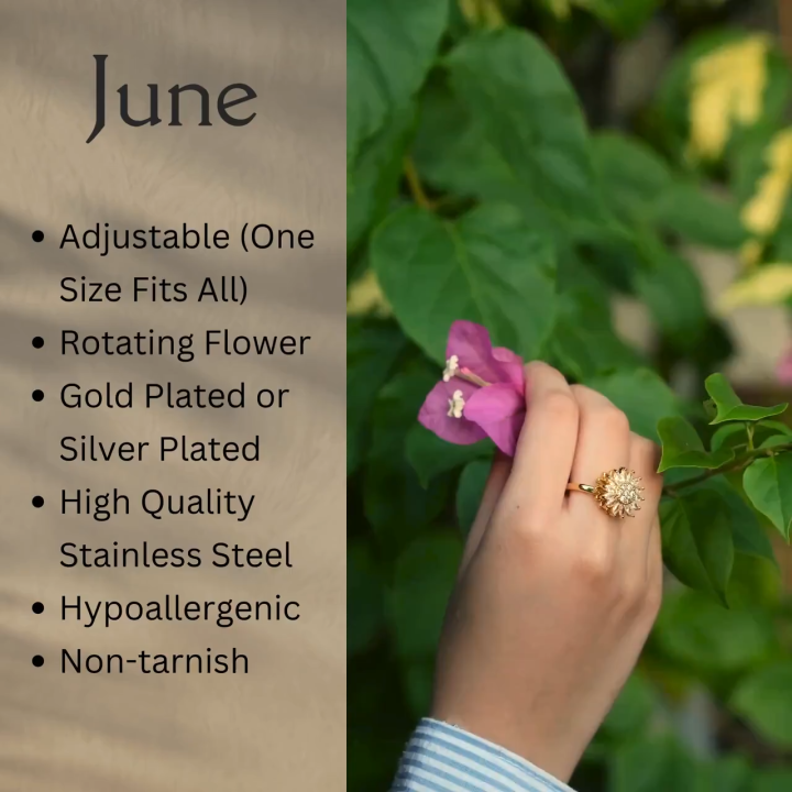 Trendy Sunflower Fidget Ring for Women  Open Adjustable Spining Ring
