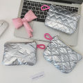 Silver Lingge Bow Pattern Coin Purses Small Canvas Coin Wallet Lady Girls Earphone Coin Key Money Storage Bag Zipper Pouch. 