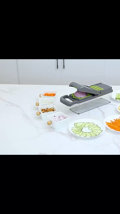 16-in-1 Multifunctional Vegetable Chopper | Nicer Dicer Salad, Fruit & Vegetable Cutter with Container & Basket | Slicer, Shredder, Grater & Food Chopper | Professional Kitchen Tool