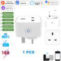TUYA Smart Socket with WiFi, British Plug, Zigbee 3.0, Alexa Voice Control, British Standard, 16A/20A with Metering Capability. 