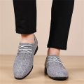 Men Canvas Pointy Toe Non Slip Brief Lace Up Dress Casual Business Shoes
..