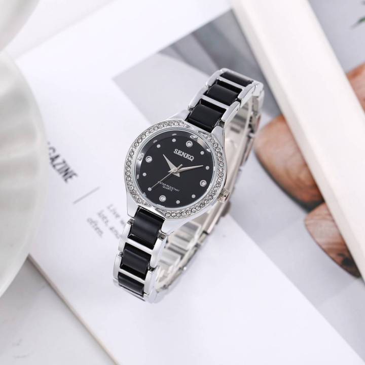 Senkq brand watches authentic ceramic band good waterproof ladies analog watch