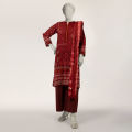 MAROON LAWN PRINTED STITCHED 3PC. 