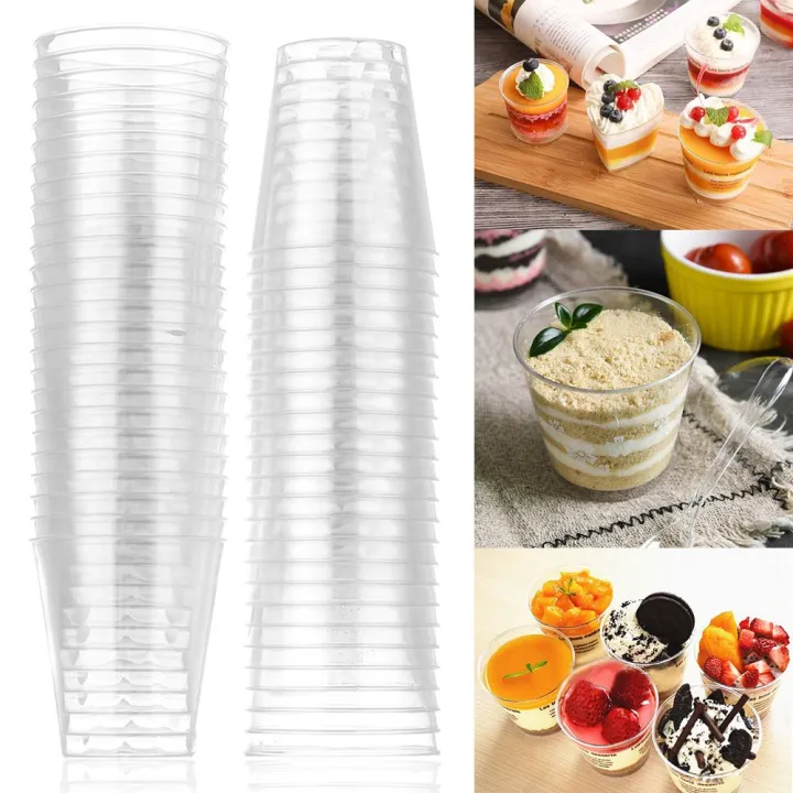 30/50X%20Round%20Reusable%20Plastic%20Shot%20Glasses%20Dessert%20Cups%20Disposable%20Glass%20Drinks%20-%20Image%204