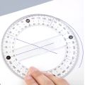 MOTARRO 360 Degree Pointer Protractor Circular 12.5cm Transparent Plastic Ruler for School Office Drafting Supplies Protractor. 