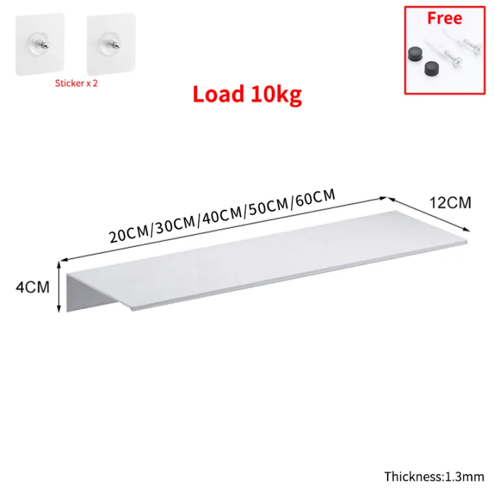 White 200-500MM Aluminum Wall Mounted Type Single Tier Multipurpose ...