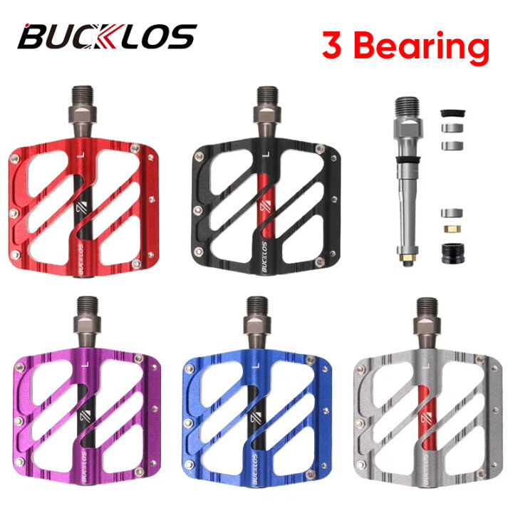 BUCKLOS  3 Bearings Bike Pedals Ultra Light MTB Bike Flat Platform Pedals Anti-Slip Mountain Road Bike Flat Pedals Bicycle Parts