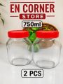 Good quality 750 ml. 2 Pcs Glass Jar for Kitchen & Dining. Glassware Food container with original cap. 