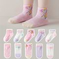 5 Pairs of Children's Floor Socks with Lace, Heart-Shaped Unicorn Pattern, for Boys and Girls, Baby Toddler Soft-Soled Shoes, Indoor Non-Slip Rainbow Pony Mid-Tube Socks, Suitable for Casual Daily Life. 