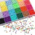 24Colors Glass Seed Bead Box Set Round Beads For DIY Bracelet Necklace Jewelry Making Accessories Random Colors Beads Size 6.0MM. 