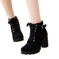 Boots Women Shoes Women Fashion High Heel Lace Up Ankle Boots Ladies Buckle Platform Artificial Leather Shoes bota feminina 2024. 