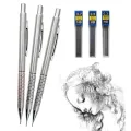 0.5 0.7 0.9mm Metal Mechanical Pencil with Eraser Set 2B/HB Lead Art Sketch Drawing Supplies Automatic Pencil Writing Stationery. 