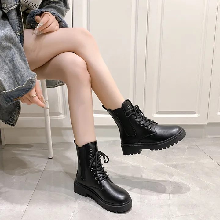 2024%20Spring%20New%20Women's%20Shoes%20Comfortable%20Fashion%20Boots%20Women's%20Short%20Boots%20Mid-Heel%20Thick%20Heel%20Round%20Toe%20Chelsea%20Boots%20-%20Image%202