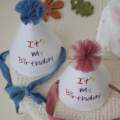 Kids Birthday Party Hat - Safe Soft Photo Prop Cap for Xmas Baby Shower, Adjustable Toddler Headband. 