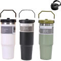 30 Oz Stainless Steel Thermos Mug Tritan Material Double Layer Vacuum Insulation Tape Handle, Perfect for Iced and Hot Drinks. 