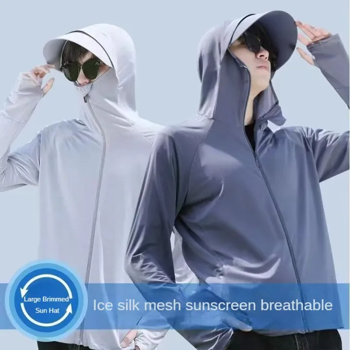New%20Trendy%20Men's%20Ice%20Silk%20Sun%20Protection%20Jacket%20-%20Ultra-Thin%20Hooded%20Windbreaker%20with%20Loose%20Fit%20and%20Sporty%20Look%20for%20Men%20UPF%2050+%20-%20Image%202