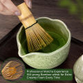 Matcha Whisk Set - 5Pcs Tiny Flower Matcha Set Includes 18.5oz/550ml Chawan with Spout, Bamboo Chasen Whisk with Ceramic Holder.