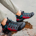 HIKEUP Men's Hiking Shoes Suede Leather Outdoor Shoes Wear-resistant Men Trekking Walking Hunting  Sneakers. 