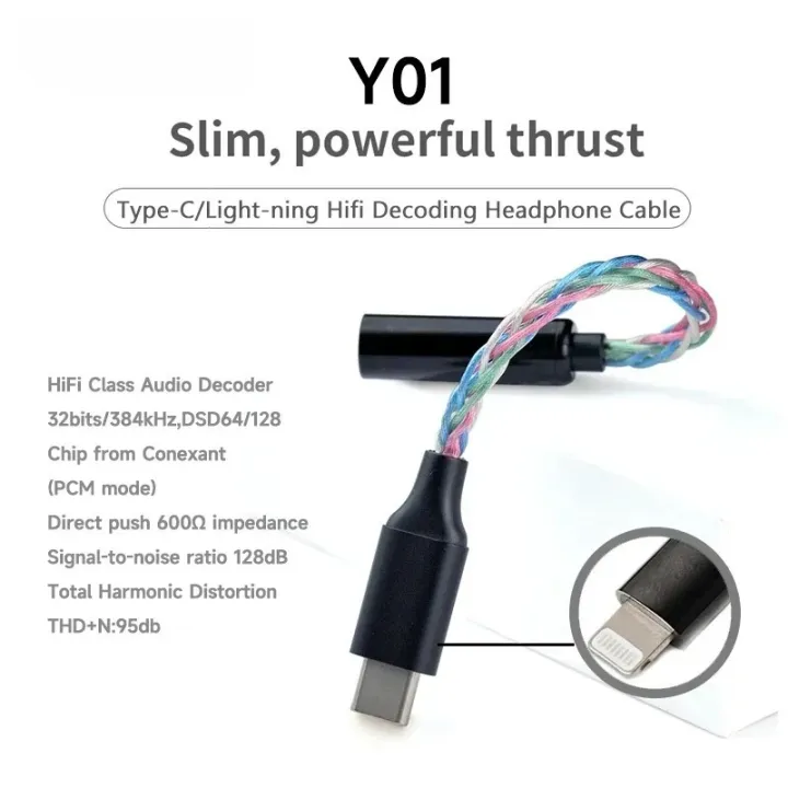 Y01 Type-C Lightning to 3.5/4.4mm HIFI Earphone Amplifie Digital ...