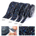 10/15/20/30mm BlackAB Self-adhesive Motif Rhinestones Trimming Glitter Resin rhinestone Ribbon for DIY Bags Garment Decoration. 