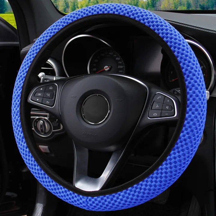 Summer%20Four%20Seasons%20Breathable%20Massage%20Comfortable%20Mesh%20Cloth%20Car%20Steering%20Wheel%20Cover%20Women's%20Car%20Accessories%20Black%20-%20Image%205