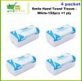Smile Hand Towel Tissue - White-150pcs ×1 ply Smile Tissue pack of 4 packet.
