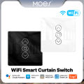 MOES WiFi Smart Curtain Switch 2.5D Arc Glass Touch Panel for Roller Blinds Shutters APP Remote Control Support Alexa GoogleHome. 