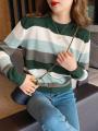 Autumn Winter Women Sweaters Long Sleeve Knitted O Neck Striped Pullover Sweater Femme Basic Solid Jersey Tops Fashion Clothes.