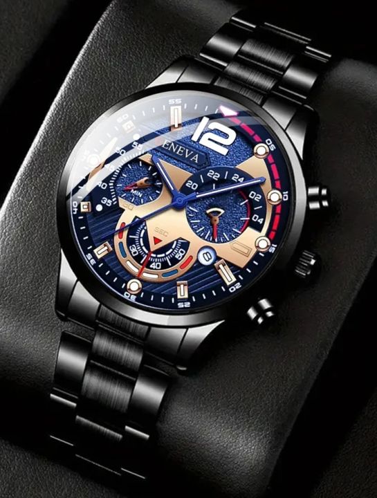 Business Machine Design Black alloy steel band men's quartz watch band