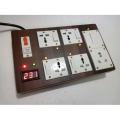 Universal 5 sockets with volt meter and circuit breaker for heavy uses - multi plug.