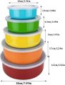 5 Pcs Stainless Steel Home Kitchen Food Container Storage Mixing Bowl Set Color Crisper Stainless Steel Round Five Piece Set with Lid Sealed Bowl UJu851 (Yellow, One Size). 