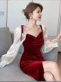 party wear dresses | cute Korean style velvet dress | dresses for girls and women. 