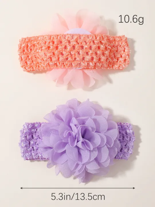 4pcs/set%205.3''%20Baby%20Girls%20Big%20Chiffon%20Flower%20Headbands%20Soft%20Strecth%20Hairband%20Lovely%20Headwrap%20Newborns%20Infants%20Hair%20Accessories%20-%20Image%202