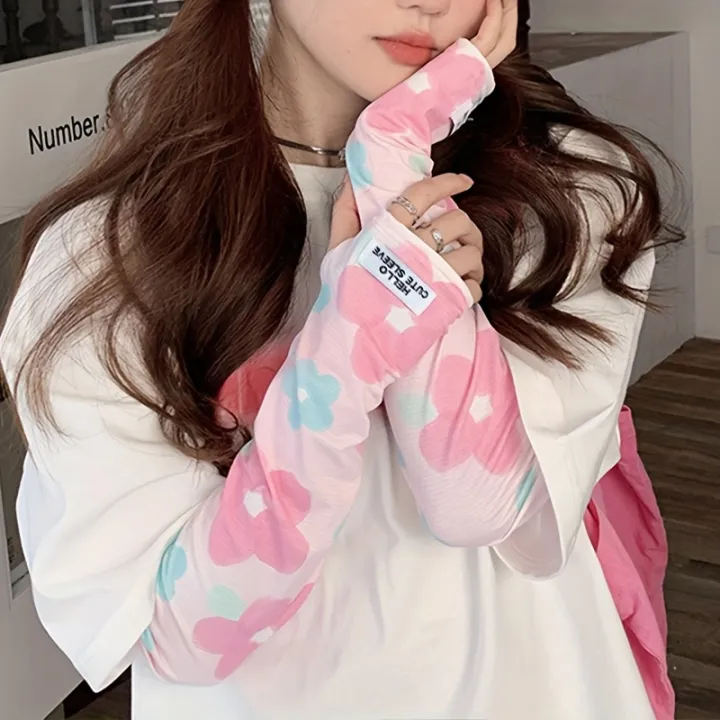 1/4Pairs%20Women%20Ice%20Silk%20Sleeves%20Breathable%20Loose%20Fit%20Sun-Proof%20Cooling%20Travel%20Arm%20Covers%20Summer%20Flower%20Outdoor%20Sport%20Sleeves%20-%20Image%202