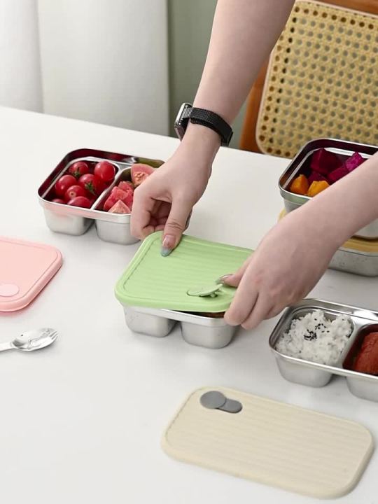 WORTHBUY 304 Stainless Steel Lunch Box With Lid Portable Fruit Salad Food Container Stackable Leak Proof Bento Box For Student
