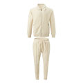 2026 Coat Fall Waffle Zip Pocket Lapel Slim Cardigan Men's Jacket Set.