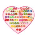 72/Pieces which is 36/Pairs of Studs, Furit, Animal and Flowers Earrings with heart shape Box Colourful and Random Studs earrings set 20% Discount for limited time only best for girls  birthday gift. 