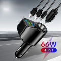 66W 4 Ports multifunctional Car Cigarette Power Adapter 3.1A Dual USB PD Car Phone Fast Charger For iphone Ipad.