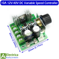 10A 12V-40V DC Motor or Fan Variable Speed Controller With Speed Control Knob by Electrica. 