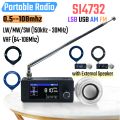 SI4732 Mini Radio 0.5-108mhz LSB USB AM FM All Band Radio Receiver 1.9inch IPS Screen HF SW MW VHF Radio with External Speaker. 