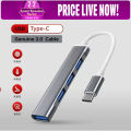 3.0 Type C 4 Port Hub Extensions USB Cable for Laptop and Smartphone. 