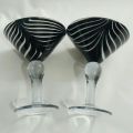 Hand Blown Art Zebra Design Martini Glass black Color. 